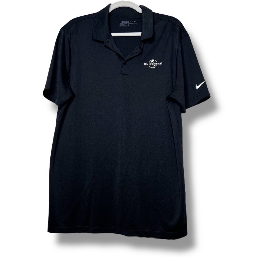 Men's Nike Golf Black Green Standard Dri-Fit Universal Polo Shirt Large